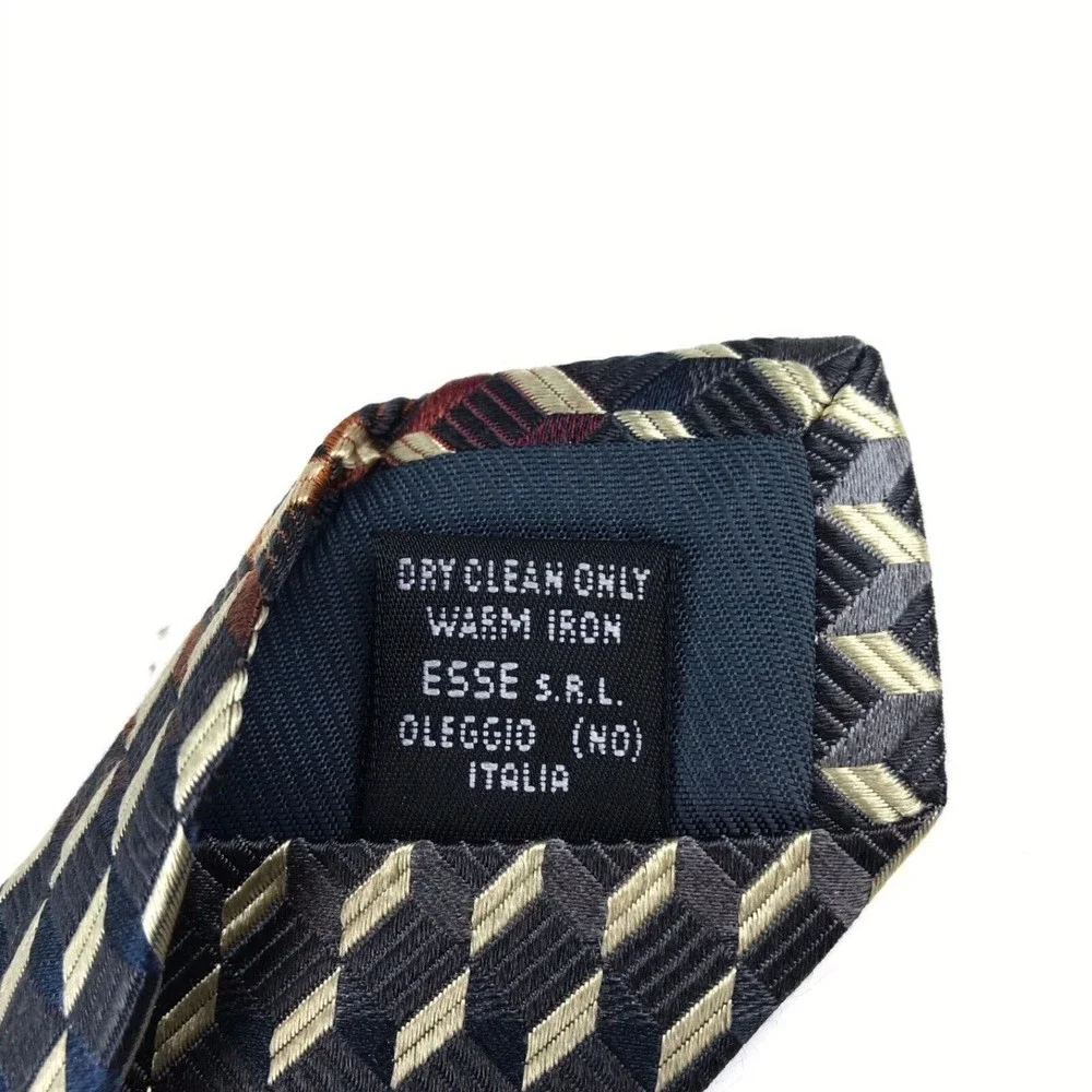 BOLGHERI Men's 100% Silk Necktie ITALY Designer Geometric Multicolor EUC 59